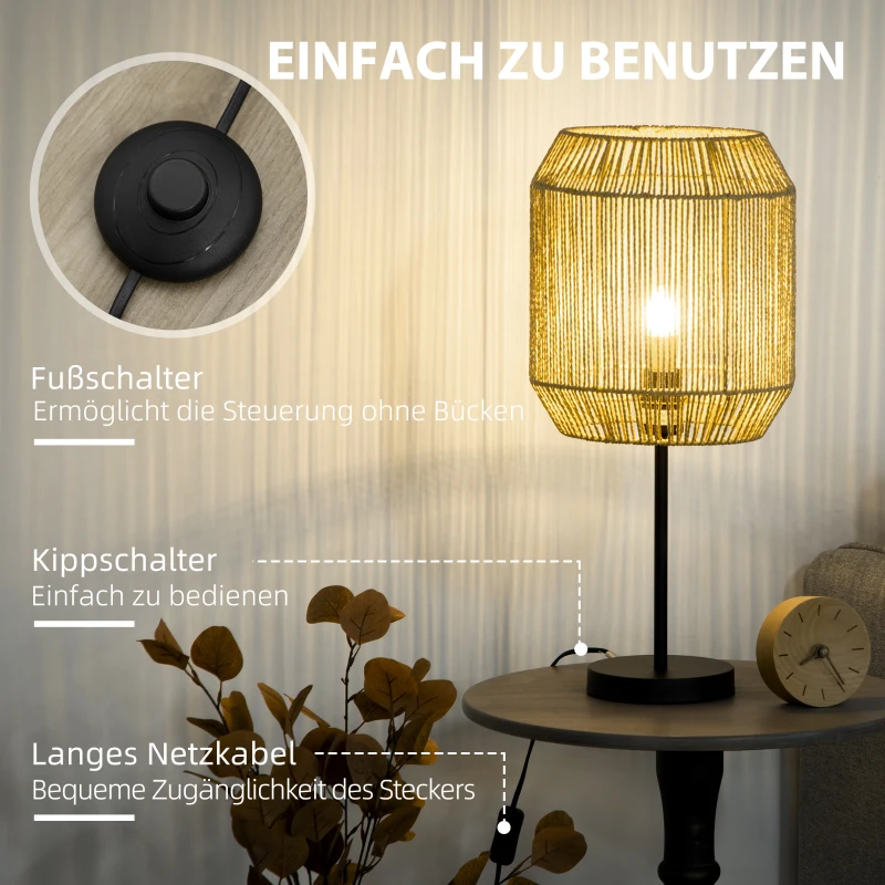 2-delat Ljusset. 1 Golvlampa, 1 Bordslampa, 38 Cm X 38 Cm X 158 Cm, Natur + Svart 6