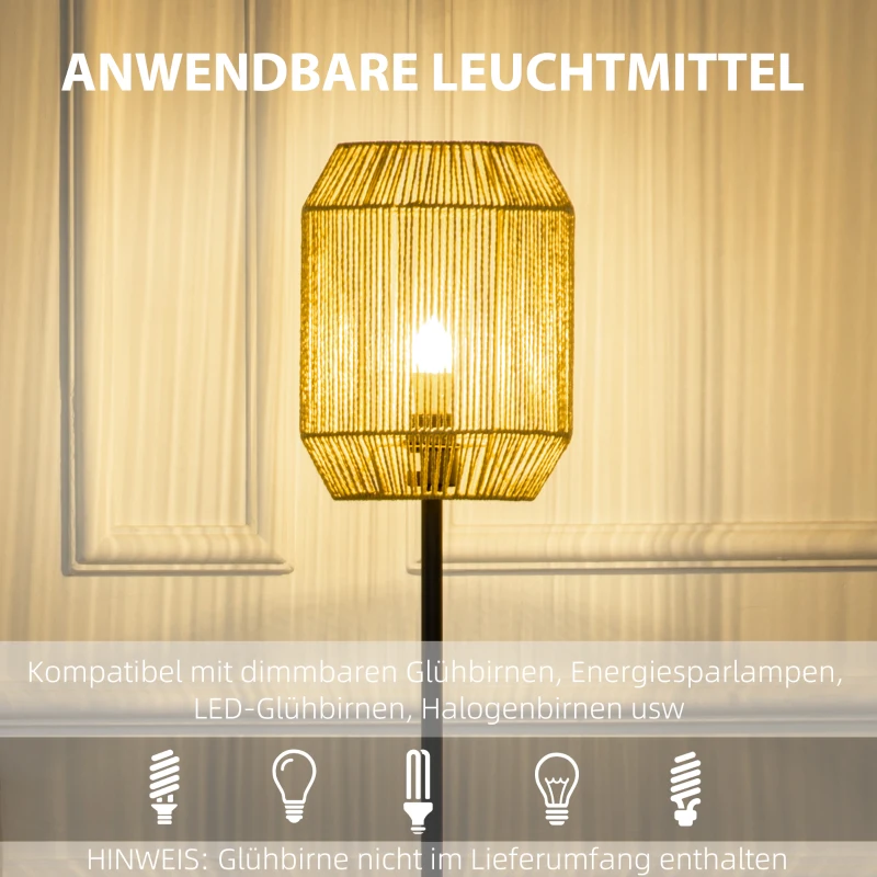 2-delat Ljusset. 1 Golvlampa, 1 Bordslampa, 38 Cm X 38 Cm X 158 Cm, Natur + Svart 7