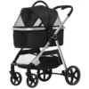 2-I-1 Hundvagn Pet Buggy Hundvagn Med Kudde Fällbar 1 Förvaringskorg 83cm X 58cm X 102cm Svart 1