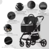 2-I-1 Hundvagn Pet Buggy Hundvagn Med Kudde Fällbar 1 Förvaringskorg 83cm X 58cm X 102cm Svart 8