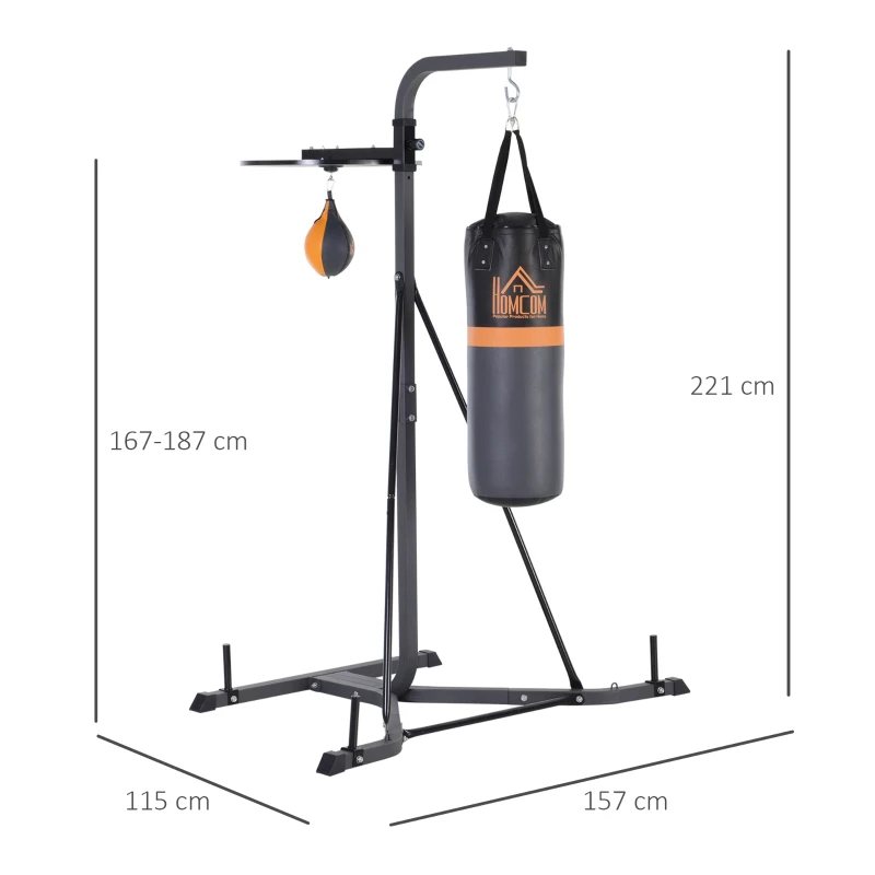 2-i-1 Stativ Design För Boxningssäck Med 20 Kg Boxningssäck Och Boxboll, Fristående Boxstation, Boxhållare, Boxningsbollstativ, Lastkapacitet Upp Till 100 Kg, Justerbar I Höjdled 3