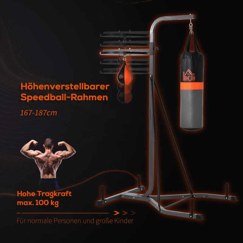 2-i-1 Stativ Design För Boxningssäck Med 20 Kg Boxningssäck Och Boxboll, Fristående Boxstation, Boxhållare, Boxningsbollstativ, Lastkapacitet Upp Till 100 Kg, Justerbar I Höjdled 6