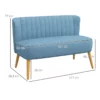 2-sits Soffa I Retrolook, Mjuk Stoppning, Lättskött överdrag, Upp Till 150 Kg, 117 X 56,5 X 77 Cm, Blå 3