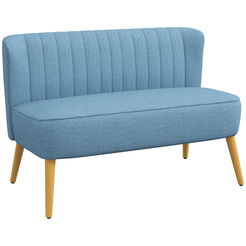 2-sits Soffa I Retrolook, Mjuk Stoppning, Lättskött överdrag, Upp Till 150 Kg, 117 X 56,5 X 77 Cm, Blå 6