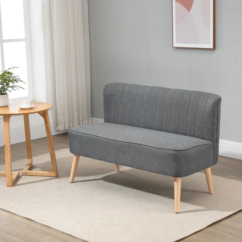 2-sits Soffa, Mjuk Stoppning, Lättskött överdrag, Upp Till 150 Kg, 117 X 56,5 X 77 Cm, Ljusgrå 2