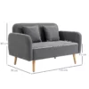 2-sits Soffa, Soffa Med 2 Slängkuddar, Stoppad Dubbelsoffa, Stoppad Soffa Med Sammetslook, Armstöd, Loveseat För Vardagsrum, Sovrum, 130 X 70 X 80 Cm, Grå 3