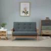 2-sits Soffa Tvåsits Tygsoffa Dubbelsoffa Klädsel Loveseat Kompakt Design Linne Gummi Trä Grå 115 X 66,5 X 73 Cm 2