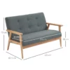 2-sits Soffa Tvåsits Tygsoffa Dubbelsoffa Klädsel Loveseat Kompakt Design Linne Gummi Trä Grå 115 X 66,5 X 73 Cm 3