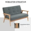 2-sits Soffa Tvåsits Tygsoffa Dubbelsoffa Klädsel Loveseat Kompakt Design Linne Gummi Trä Grå 115 X 66,5 X 73 Cm 5