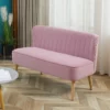 2-sits Tygsoffa, Stoppad Soffa, Dubbelsoffa, Sittmöbler, Loungesoffa, Trä, Sammetslen Polysterskum, Rosa, 117 X 56,5 X 77 Cm 2