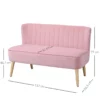 2-sits Tygsoffa, Stoppad Soffa, Dubbelsoffa, Sittmöbler, Loungesoffa, Trä, Sammetslen Polysterskum, Rosa, 117 X 56,5 X 77 Cm 3