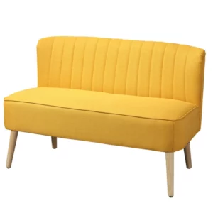 2-sits Tygsoffa, Stoppad Soffa, Dubbelsoffa, Sittmöbler, Loungesoffa, Träskum, Gul, 117 X 56,5 X 77 Cm 1