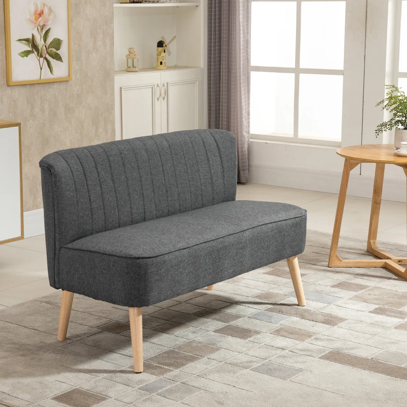 2-sits Tygsoffa, Stoppad Soffa, Dubbelsoffa, Sittmöbler, Loungesoffa, Träskum, Mörkgrå 117 X 56,5 X 77 Cm 10