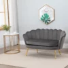 2-sits Tygsoffa, Tvåsits Loungesoffa Med Mjuka Och Generösa Kuddar, Stoppad Soffa, Sittmöbler, Stoppad Möbeldesignsoffa, Elegant Sammetspolyestergrå 133 X 63 X 75 Cm 2