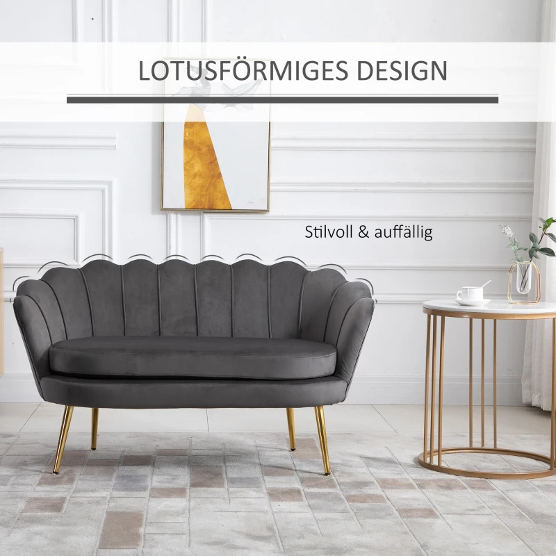 2-sits Tygsoffa, Tvåsits Loungesoffa Med Mjuka Och Generösa Kuddar, Stoppad Soffa, Sittmöbler, Stoppad Möbeldesignsoffa, Elegant Sammetspolyestergrå 133 X 63 X 75 Cm 5