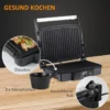 2000W 3-1 Funktion Kontaktgrill Elgrill För 4 Skivor Inomhusgrill Non-stick Belagd Bordsgrill Med Justerbar Termostat 180 Grader Hopfällbar Aluminium Stål Silver + Svart 35,1x32,6x15,5 Cm 5