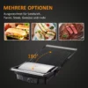 2000W 3-1 Funktion Kontaktgrill Elgrill För 4 Skivor Inomhusgrill Non-stick Belagd Bordsgrill Med Justerbar Termostat 180 Grader Hopfällbar Aluminium Stål Silver + Svart 35,1x32,6x15,5 Cm 6