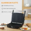 2000W 3-1 Funktion Kontaktgrill Elgrill För 4 Skivor Inomhusgrill Non-stick Belagd Bordsgrill Med Justerbar Termostat 180 Grader Hopfällbar Aluminium Stål Silver + Svart 35,1x32,6x15,5 Cm 7