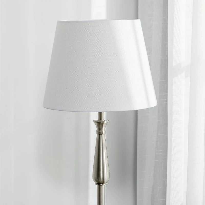 3-delat Lampset I Vintage Design, 2 Bordslampor, 1 Golvlampa, 35,5 Cm X 35,5 Cm X 146 Cm, Silver + Vit 8