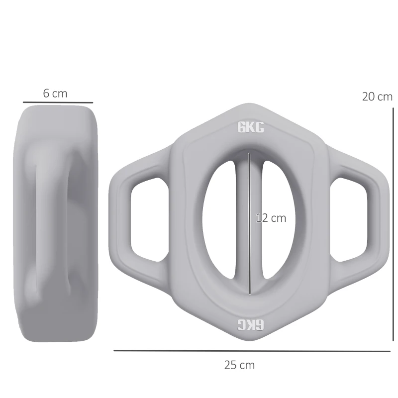 3-i-1 Multifunktionell Hantel, 6 Kg, Halkfri, Luktsvag, Plastkåpa, Järnkärna, Grå 3