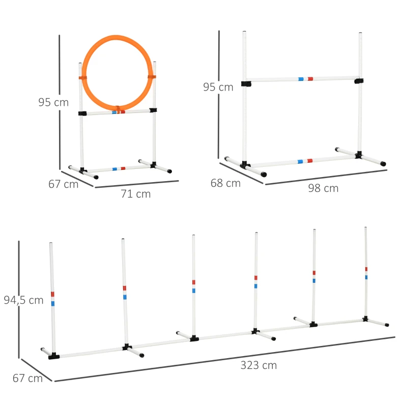 3 St. Hund Agility Set Training For Pets Hund Training Set Inkluderar Väska Lätt Att Bära Plast Vit + Gul 3