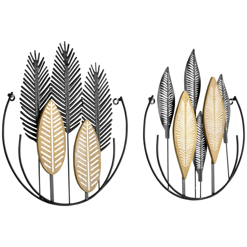 3D Väggbilder Set Med 2 Moderna Väggdekorationer Metall Naturlig + Svart 11
