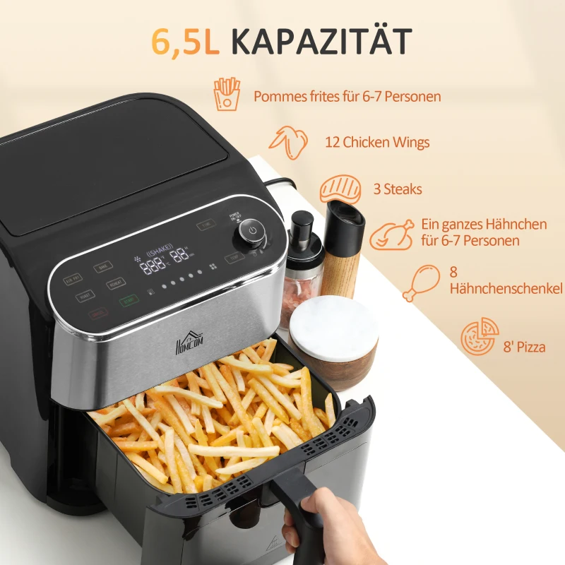 4-i-1 Air Fryer 1350W 6,5L Digital Display Svart + Silver 5