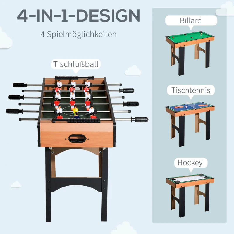 4 I 1 Multispel Bordsfotboll Bordsfotboll Kicker Hockey Biljard Bordtennis, MDF, 87x43x73cm 4