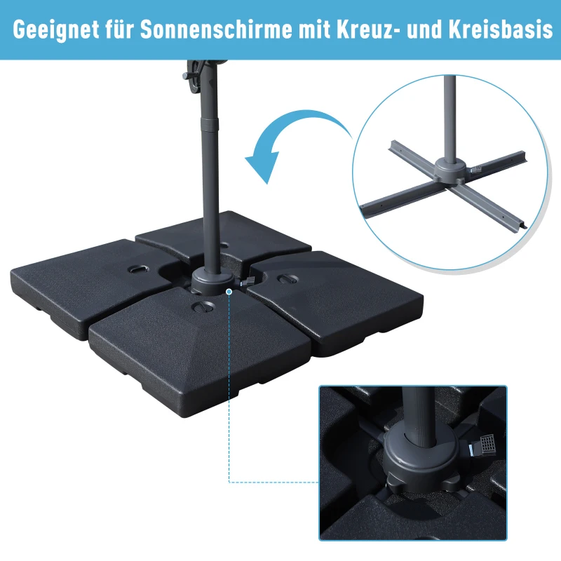 4 X Parasollvikt Parasollställ Kan Fyllas Med Sandvatten HDPE Plast Svart Mått Per Element 51 X 51 X 12 Cm Upp Till 130 Kg 4