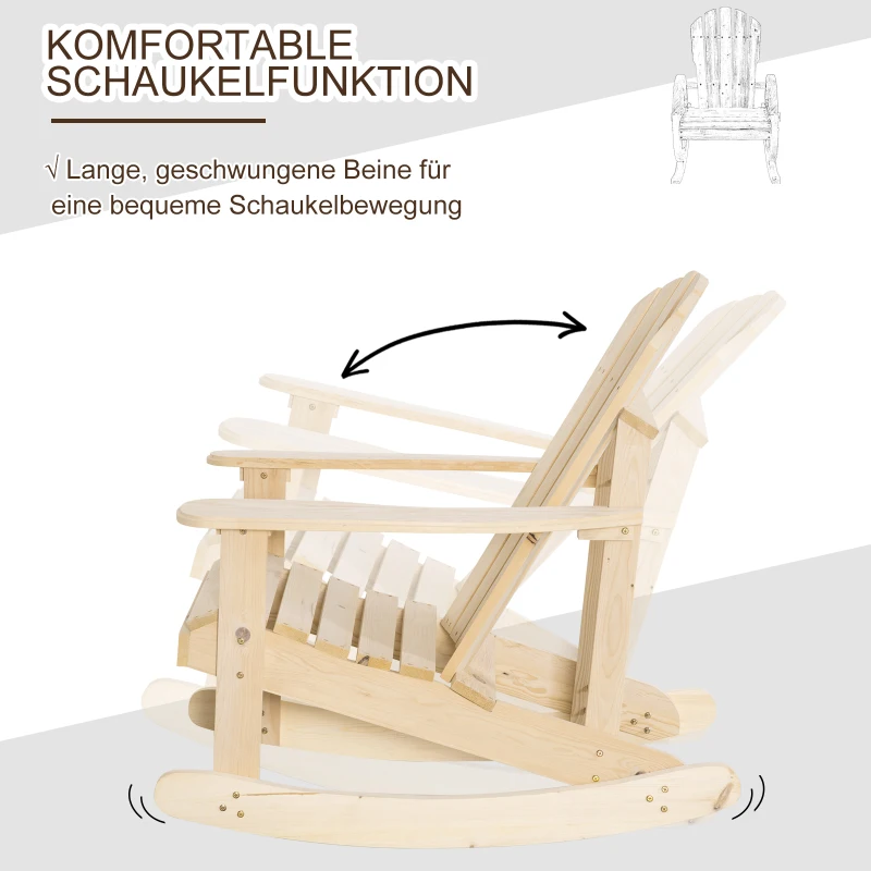 Adirondack Gungstol Trädgårdsstol Gjord Av Furu Uteplats Stol Trädgårdsstol Gungstol Trädgårdsmöbler Balkong Stol Naturlig 74 X 97 X 92 Cm 4