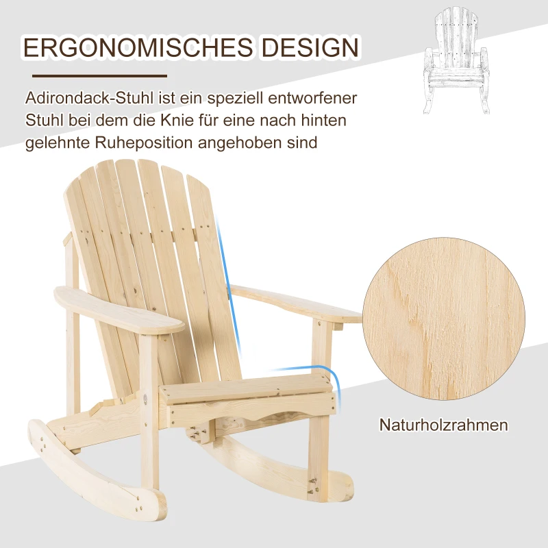 Adirondack Gungstol Trädgårdsstol Gjord Av Furu Uteplats Stol Trädgårdsstol Gungstol Trädgårdsmöbler Balkong Stol Naturlig 74 X 97 X 92 Cm 5