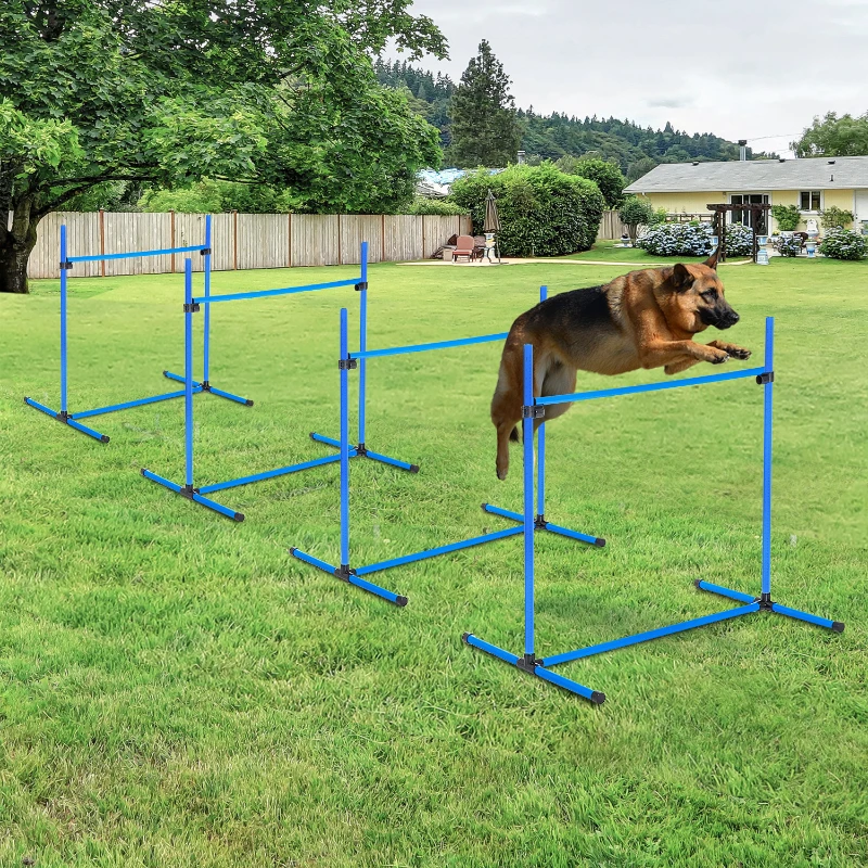 Agility Häckset Slalomstavar Hundträningsset 4 X Häck, Plast, Blå, 99x65x94cm 2