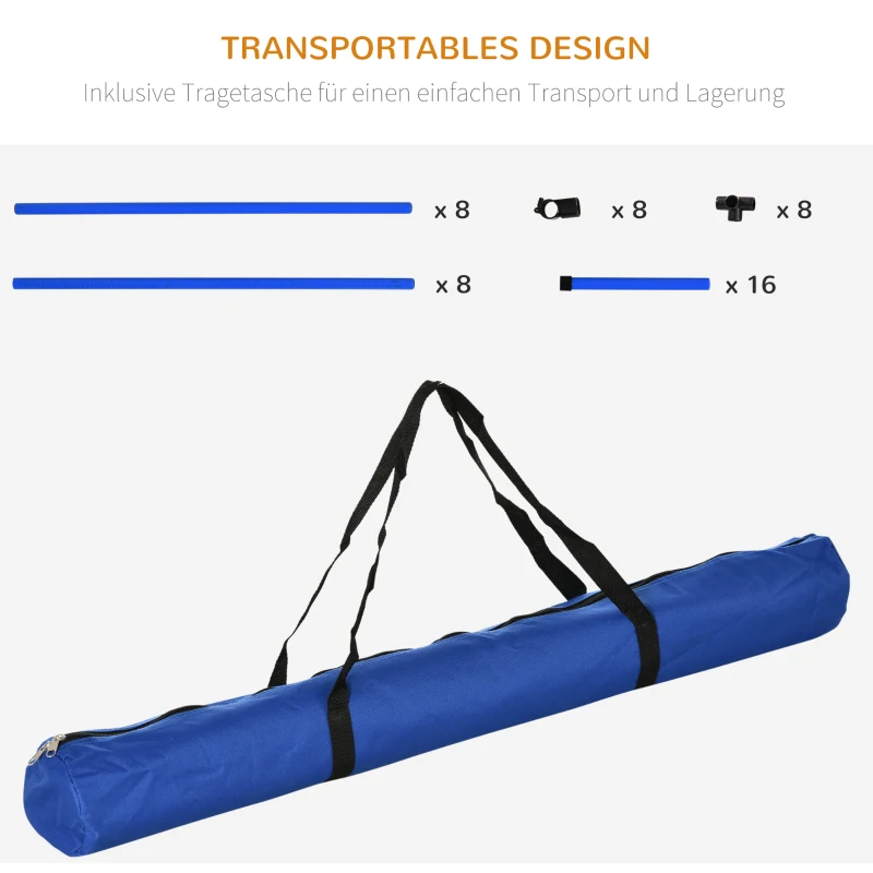 Agility Häckset Slalomstavar Hundträningsset 4 X Häck, Plast, Blå, 99x65x94cm 5