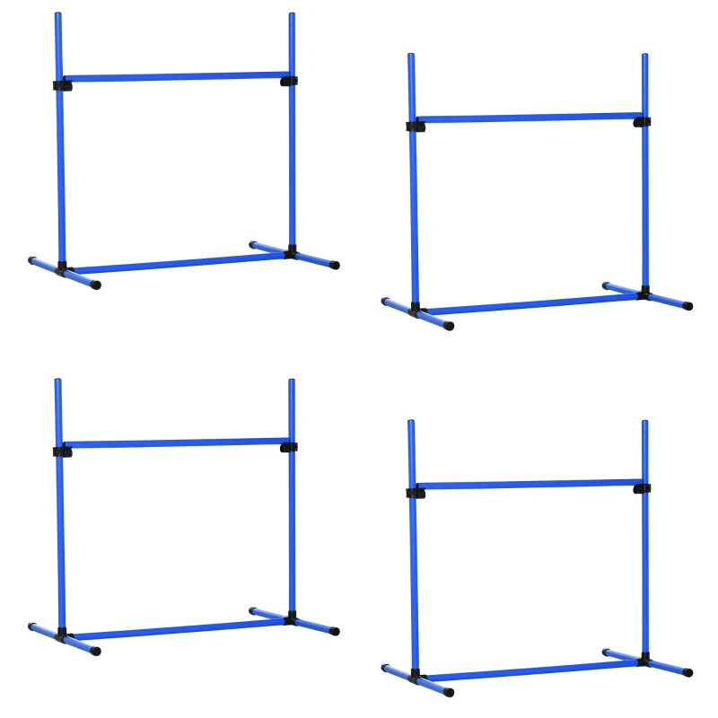 Agility Häckset Slalomstavar Hundträningsset 4 X Häck, Plast, Blå, 99x65x94cm 1