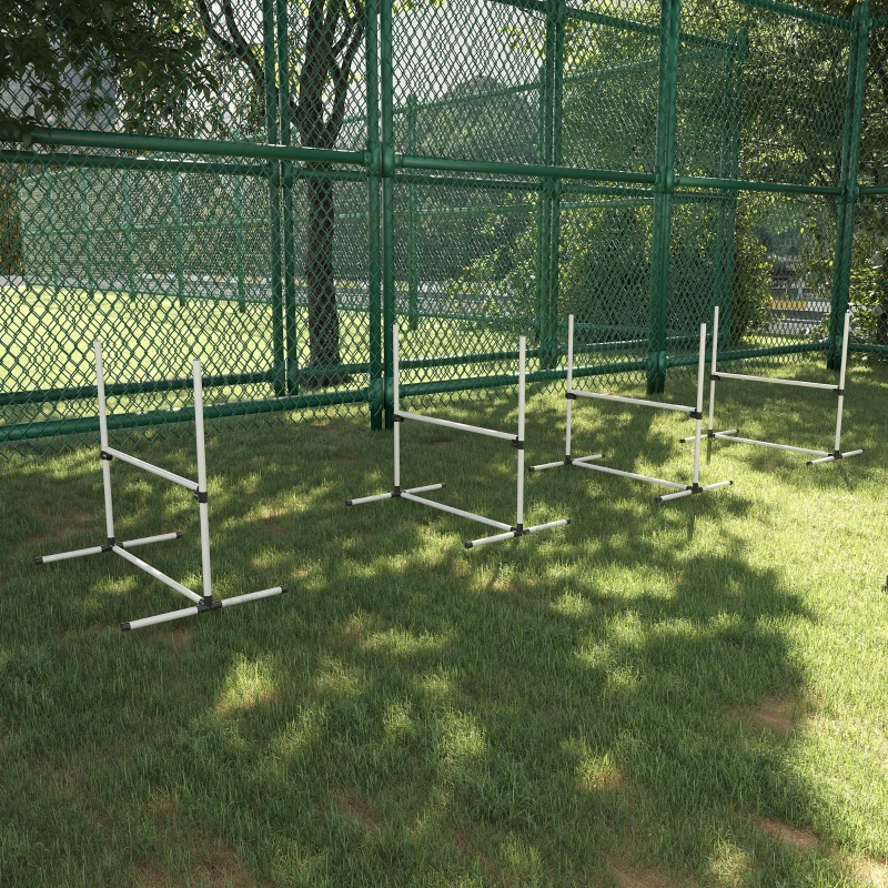 Agility Häckset Slalomstavar Hundträningsset 4 X Häck, Plast, Vit, 99x65x94cm 2