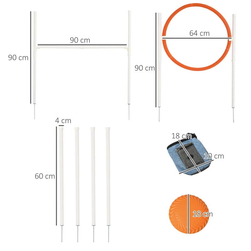 Agility-set, 5 Delar, Inklusive Hoppring, Hoppring, Frisbee, Justerbar I Höjdled, Med Bärväska 3