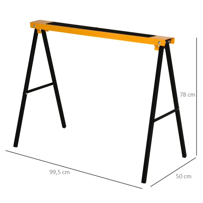 Arbetsbock, Såghäst, Domkraft, Hopfällbar, Halkfri, Stål, Orange, Svart, 99,5 X 50 X 78 Cm, Lastkapacitet 125 Kg 3