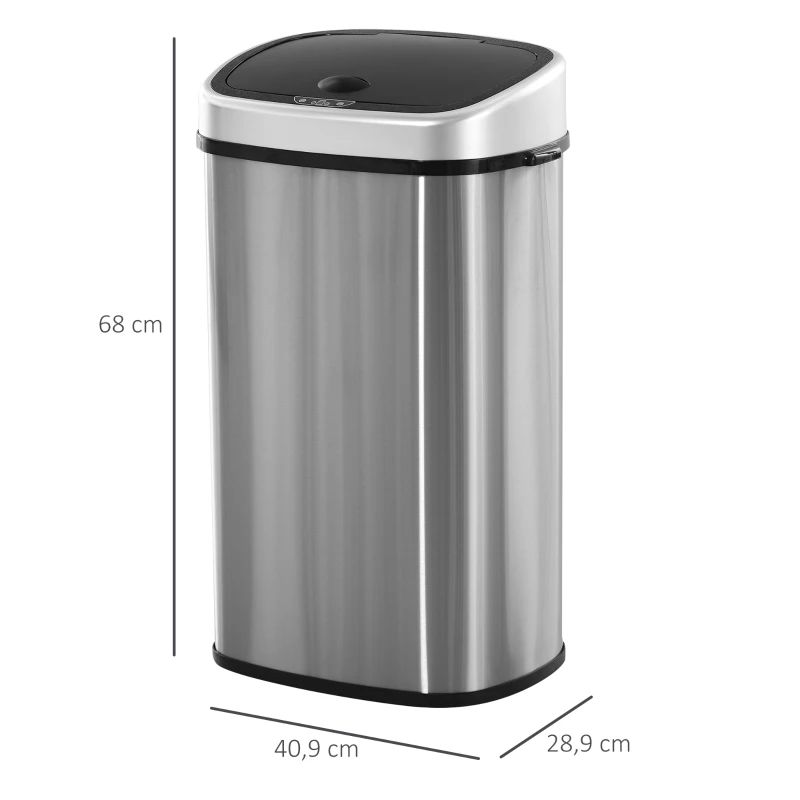 Automatisk Papperskorg Med Infraröd Sensor Kökskärl 58L Silver L40,9 X B28,9 X H68 Cm 3