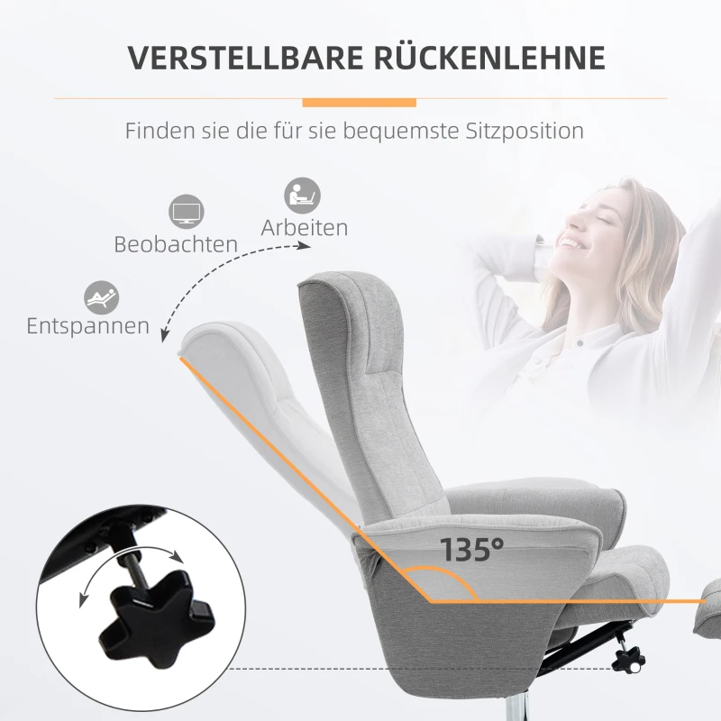 Avslappningsstol Med Fotpall, Justerbart Ryggstöd, 69 Cm X 71 Cm X 104 Cm, Mörkgrå + Svart 3
