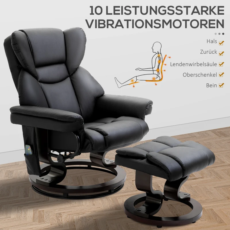 Avslappningsstol Med Massagefunktion, Fotpall, Liggfunktion, Konstläder 79 X 82 X 101 Cm 4