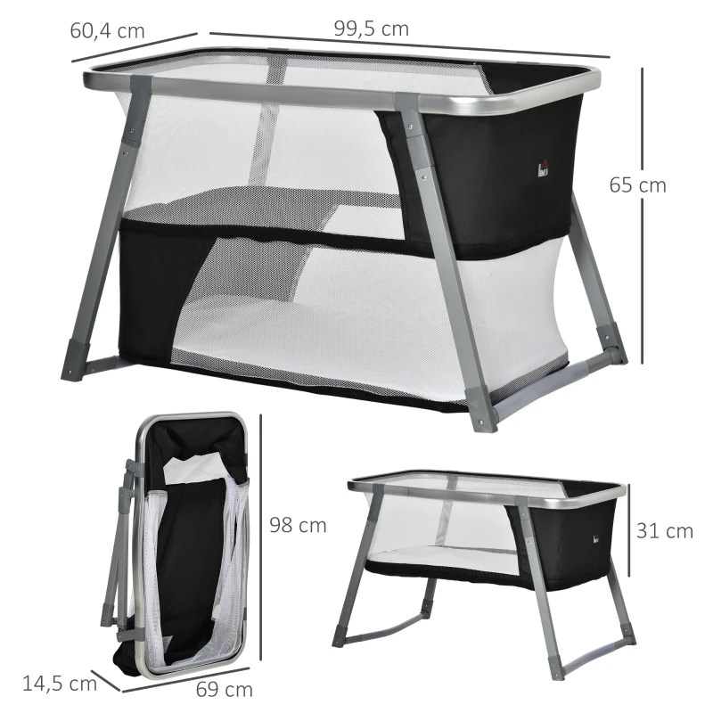 Babysäng, Resesäng, Babyvagga, Lekhage, Hopfällbar, Med Madrass, Stål, 99,5 X 60,4 X 65cm 3
