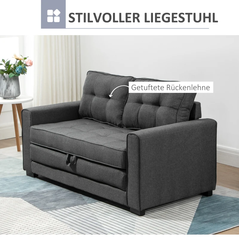 Bäddsoffa Hopfällbar Soffa 2-sits Bäddsoffa I Tyg Bäddsoffa Med Sovfunktion Soffset Linne Touch Gummi Trä Grå 147,5 X 75 X 85 Cm 4