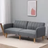 Bäddsoffa Hopfällbar Soffa 2-sits Bäddsoffa I Tyg Med Sovfunktion Soffset Linneliknande Polyestergummiträ Grå 173 X 75 X 73 Cm 2