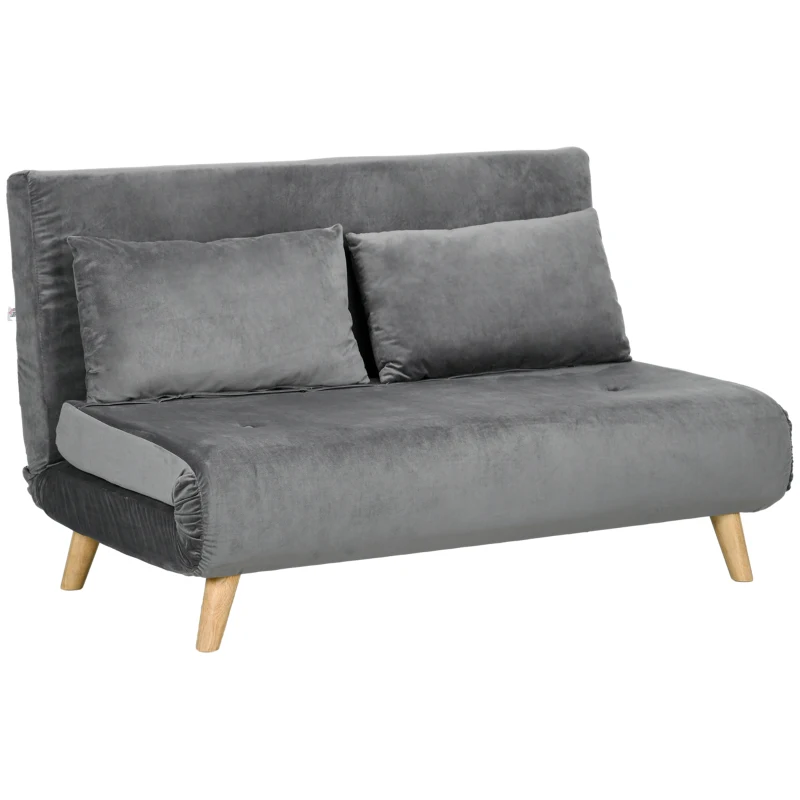 Bäddsoffa, Relaxsoffa, Soffa, Inklusive 2 Kuddar, Sammetslook, 130 X 78 X 79 Cm, Grå 10