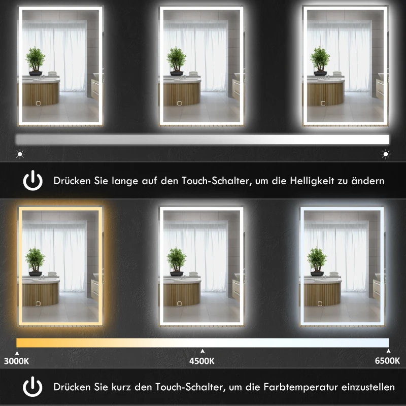 Badrumsspegel Badrumsspegel Väggspegel LEDs. Beröringsknapp, Vit 5