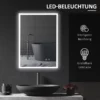 Badrumsspegel Med LED-ljus, Anti-imfunktion, Touch-omkopplare, Silver 5