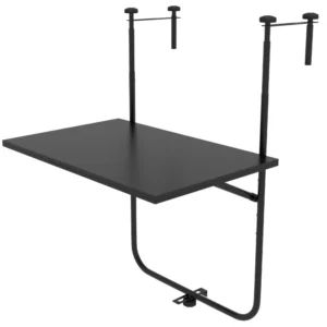 Balkongbord, För Räcken 6-15cm Tjockt, Justerbart, Fällbart, Rostfri Metall, 62x60x85,5cm, Svart 1