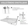 Balkonghängbord Trädgårdsbord Höjdjusterbar Fyrkantig Terrass Metall Vit L60 X B56,5 X H45 Cm 4