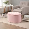 Bänk Stoppad Bänk Med Förvaringsutrymme Bröstbänk Oval Hall Sovrum Vardagsrum Sammetslen Polyester Rosa 71 X 52 X 42 Cm 2