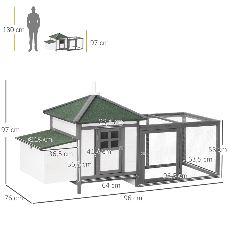 Bantam Coop Bantam Coop Bantam House With Run Stall Med Sittpinnar Holklåda Vaktelcoop Utomhus Vinterfestival Furuved Grå + Vit 196 X 76 X 97 Cm 3